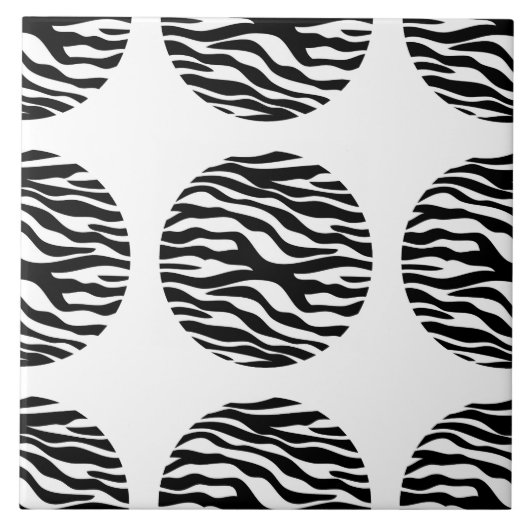 Zebra Print Polka Dots Tile Fliese (Vorderseite)