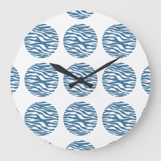 Zebra Print Polka Dots Wall Clock Große Wanduhr (Vorderseite)