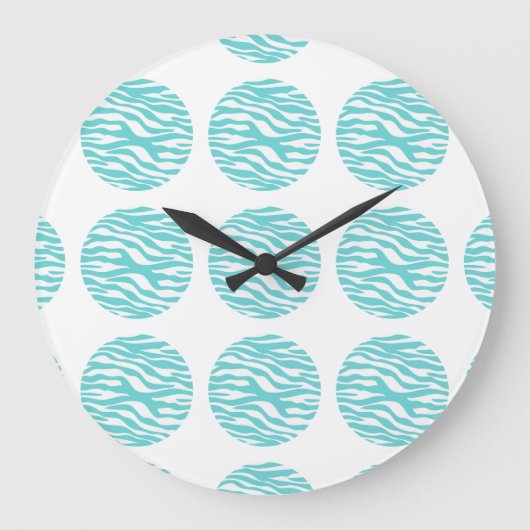 Zebra Print Polka Dots Wall Clock Große Wanduhr (Vorderseite)
