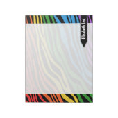 Zebra Print Rainbow Mix Personalisiert Notepad Notizblock (Rotiert)