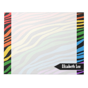 Zebra Print Rainbow Mix Personalisiert Notepad Notizblock