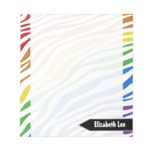 Zebra Print Rainbow Mix Personalisiert Notepad Notizblock