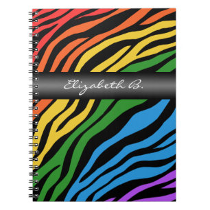 Zebra Print Rainbow Mix Personalisiertes Notebook Notizblock