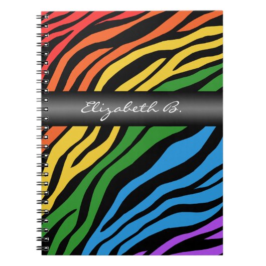 Zebra Print Rainbow Mix Personalisiertes Notebook Notizblock (Vorderseite)