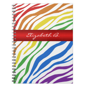 Zebra Print Rainbow Mix Personalisiertes Notebook Notizblock