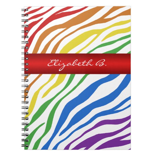 Zebra Print Rainbow Mix Personalisiertes Notebook Notizblock (Vorderseite)