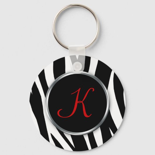 Zebra Print : Red Monogram : Schlüsselanhänger (Vorderseite)