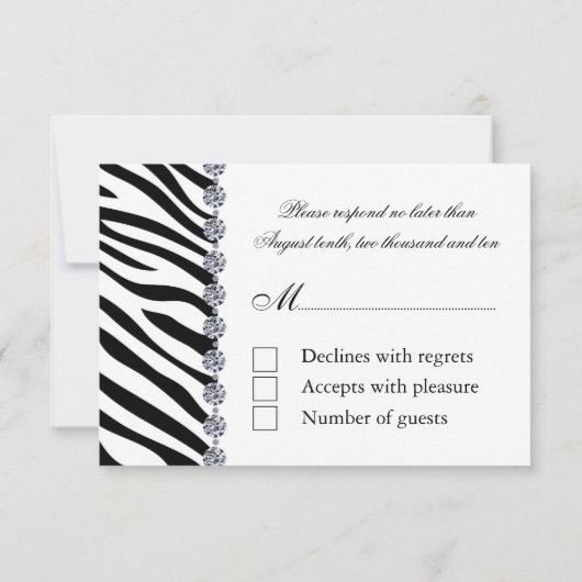 Zebra Print Reply Cards RSVP Karte (Rückseite)