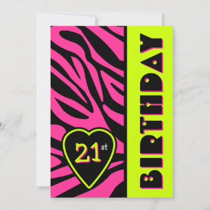 Zebra Print Retro Farben Geburtstagsparty Einladun Einladung