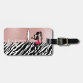 Zebra Print, Ribbon Bow, Frauen Silhouette Gepäckanhänger (Vorderseite horizontal)