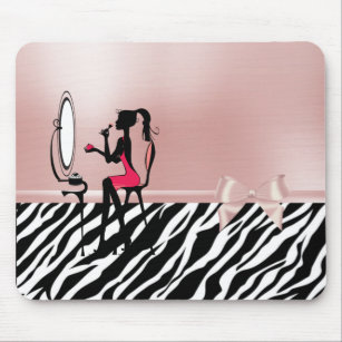 Zebra Print, Ribbon Bow, Frauen Silhouette Mousepad