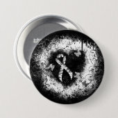 Zebra Print Ribbon Grunge Herz Button (Vorne & Hinten)