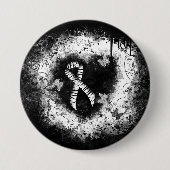 Zebra Print Ribbon Grunge Herz Button (Vorderseite)
