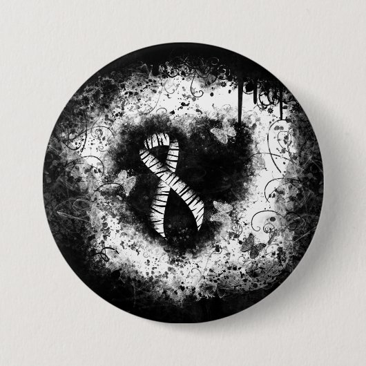 Zebra Print Ribbon Grunge Herz Button (Vorderseite)