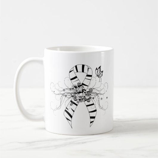 Zebra Print Ribbon mit Butterfly Kaffeetasse (Links)
