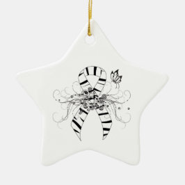 Zebra Print Ribbon mit Butterfly Keramikornament