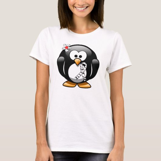 Zebra Print Ribbon Penguin T-Shirt (Vorderseite)