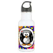 Zebra Print Ribbon Penguin Trinkflasche (Vorderseite)