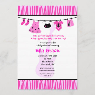 Zebra print Rock Star Baby Shower Einladungen