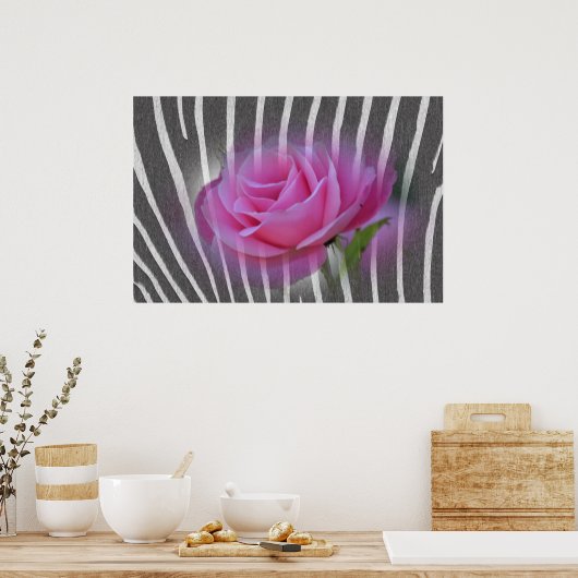 Zebra Print Rose Poster (Küche)