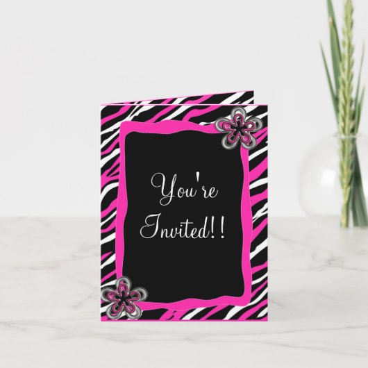 Zebra Print RSVP Card Einladung (Vorderseite)