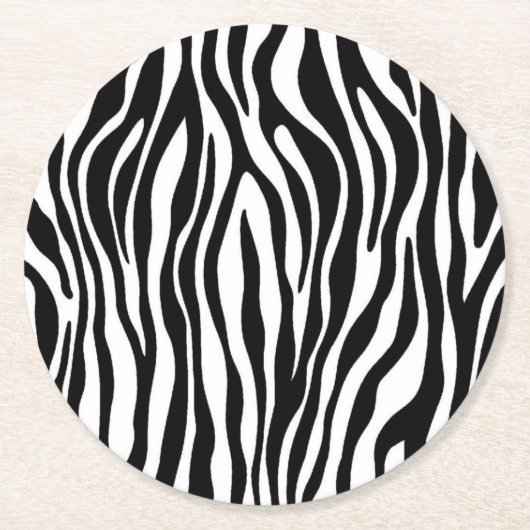 Zebra Print Runder Pappuntersetzer (Vorderseite)