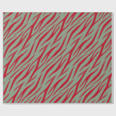 Zebra Print Sage Green Dunkel Red Modern Weihnacht Geschenkpapier (Flach)