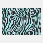 Zebra Print Schwarz und Aquamarin Türkis und Weiß Geschenkpapier Set (Vorderseite)