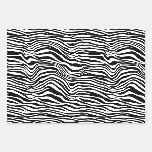 Zebra Print - Schwarz-Weiß-Glitzer Geschenkpapier Set (Vorderseite)