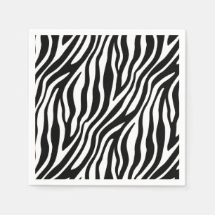 Zebra Print Schwarz-Weiß Streifen Muster Serviette
