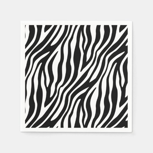 Zebra Print Schwarz-Weiß Streifen Muster Serviette (Vorderseite)