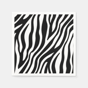 Zebra Print Schwarz-Weiß Streifen Muster Serviette