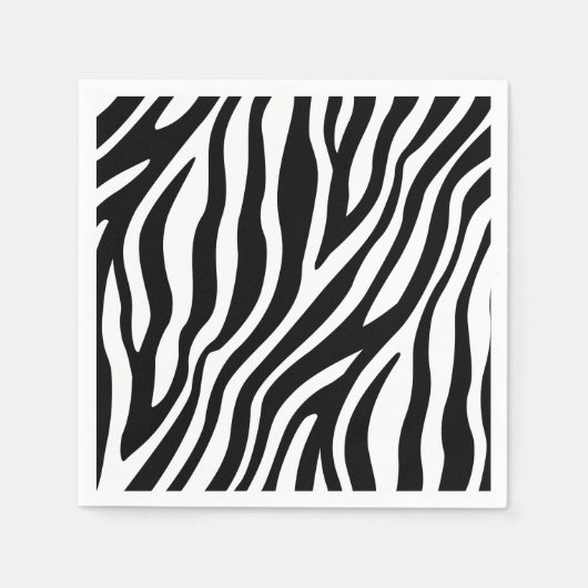 Zebra Print Schwarz-Weiß Streifen Muster Serviette (Vorderseite)