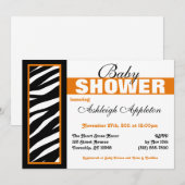 Zebra Print Side Orange Baby Shower Einladungen (Vorne/Hinten)