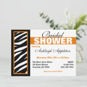 Zebra Print Side Orange Bridal Dusche Einladungen (Stehend Vorderseite)