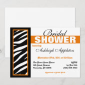 Zebra Print Side Orange Bridal Dusche Einladungen (Vorne/Hinten)