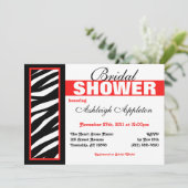 Zebra Print Side Red Bridal Dusche Einladungen (Stehend Vorderseite)