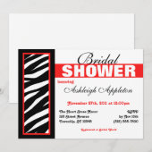 Zebra Print Side Red Bridal Dusche Einladungen (Vorne/Hinten)