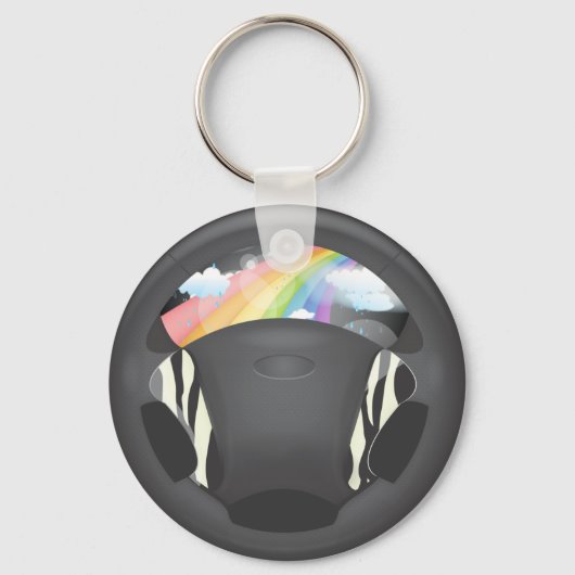 Zebra Print Steering Wheel Schlüsselanhänger (Vorderseite)