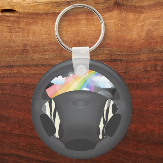 Zebra Print Steering Wheel Schlüsselanhänger (Vorderseite)