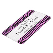 Zebra Print, Streifen, rosa Zebra, Save the Date Magnet (Linke Seite)