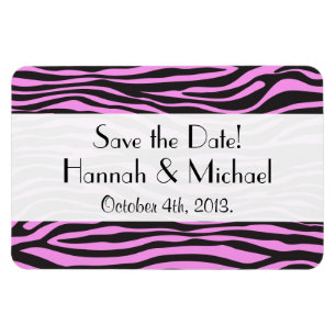 Zebra Print, Streifen, rosa Zebra, Save the Date Magnet