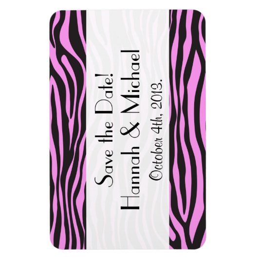 Zebra Print, Streifen, rosa Zebra, Save the Date Magnet (Vertikal)