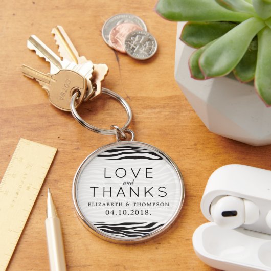 Zebra Print, Streifen, schwarz und weiß, Hochzeit Schlüsselanhänger (Schreibtisch)