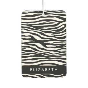 Zebra Print, Streifen, Schwarz und Weiß, Ihr Name Autolufterfrischer