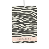 Zebra Print, Streifen, Schwarz und Weiß, Ihr Name Autolufterfrischer (Vorderseite)