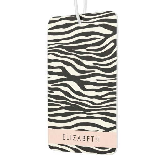 Zebra Print, Streifen, Schwarz und Weiß, Ihr Name Autolufterfrischer (Links)