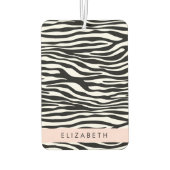 Zebra Print, Streifen, Schwarz und Weiß, Ihr Name Autolufterfrischer (Rückseite)