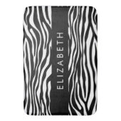 Zebra Print, Streifen, Schwarz und Weiß, Ihr Name Badematte (Vorderseite Vertikal)