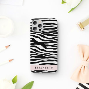 Zebra Print, Streifen, Schwarz und Weiß, Ihr Name Case-Mate iPhone Hülle